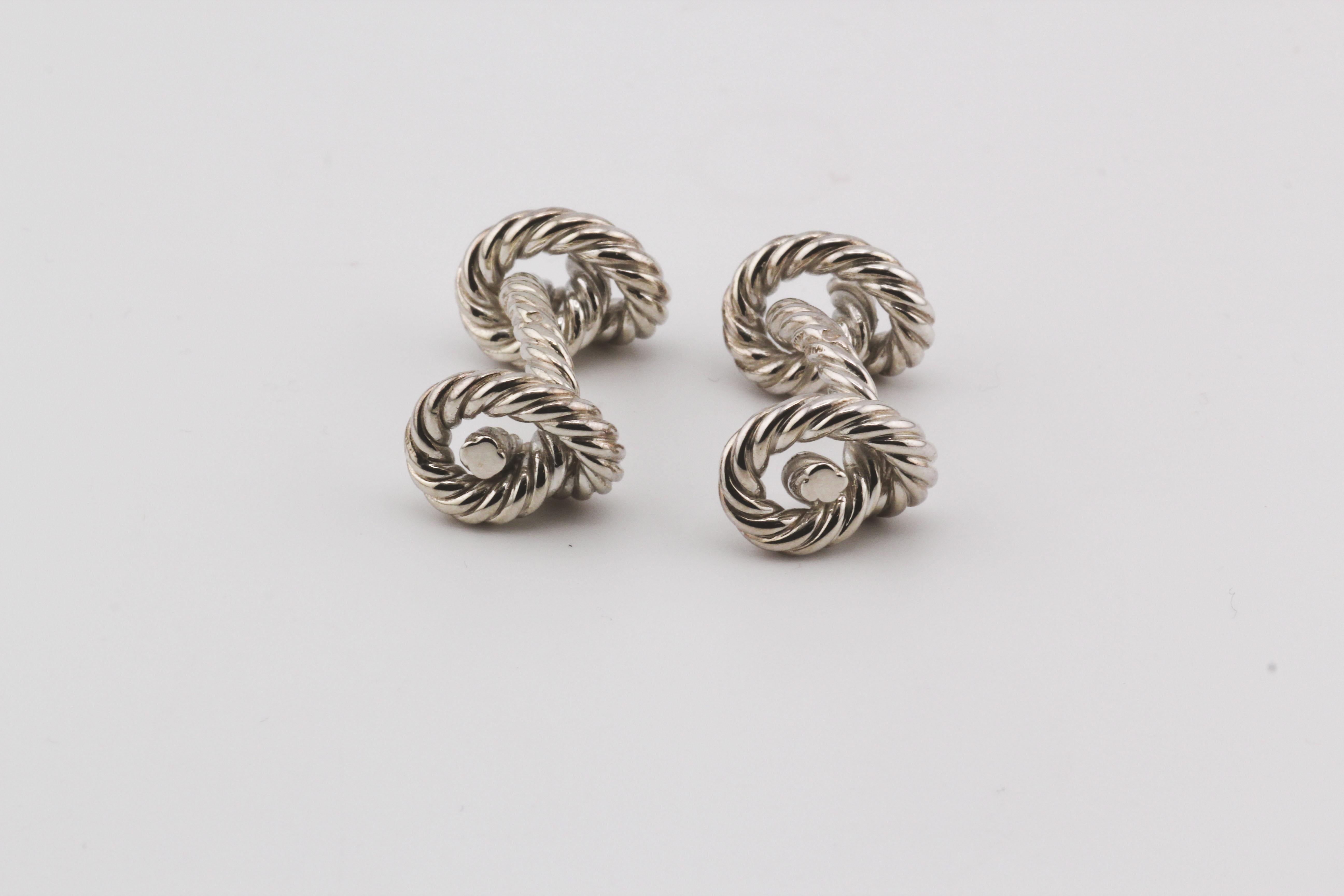  Boutons de manchette Hermes Vintage en argent Sterling Pour hommes 