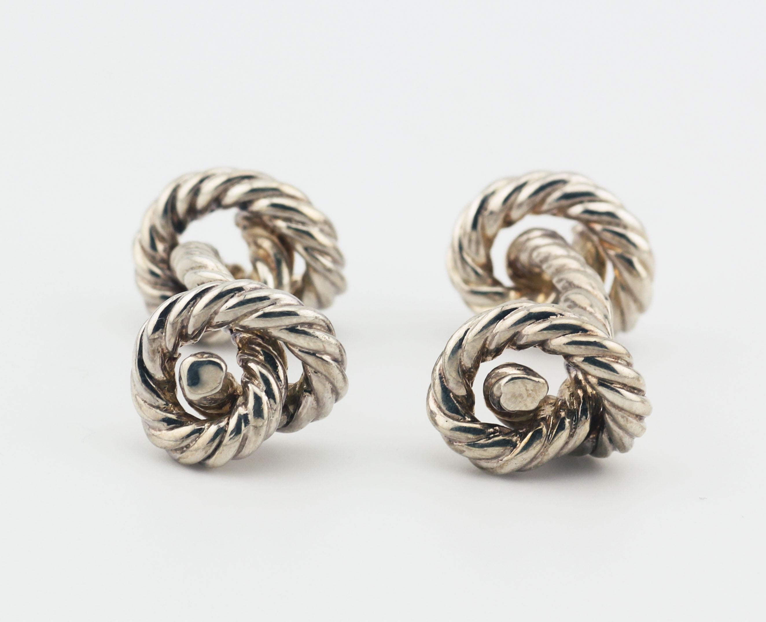 Boutons de manchette Hermes Vintage en argent Sterling 1