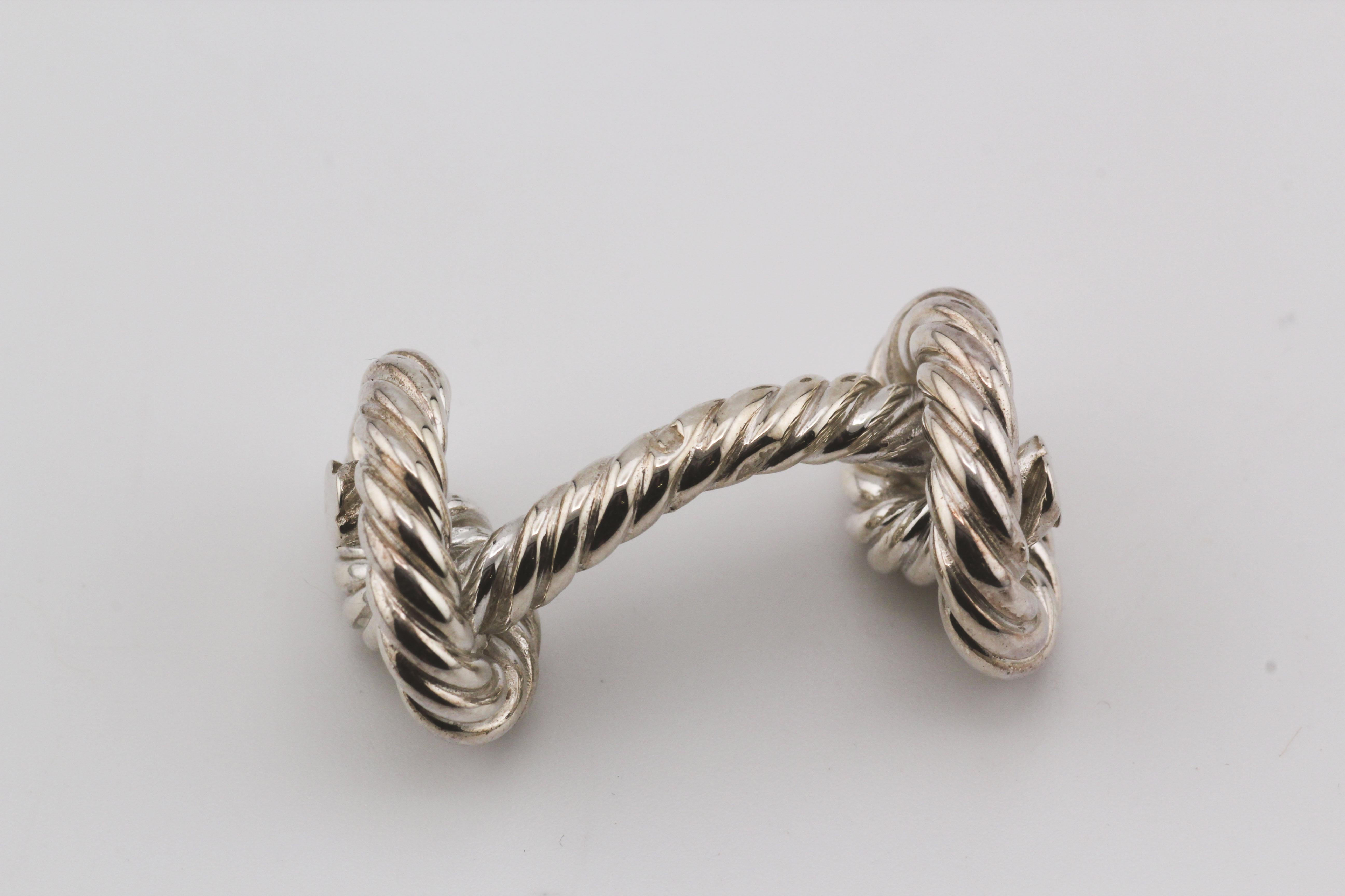 Boutons de manchette Hermes Vintage en argent Sterling 1