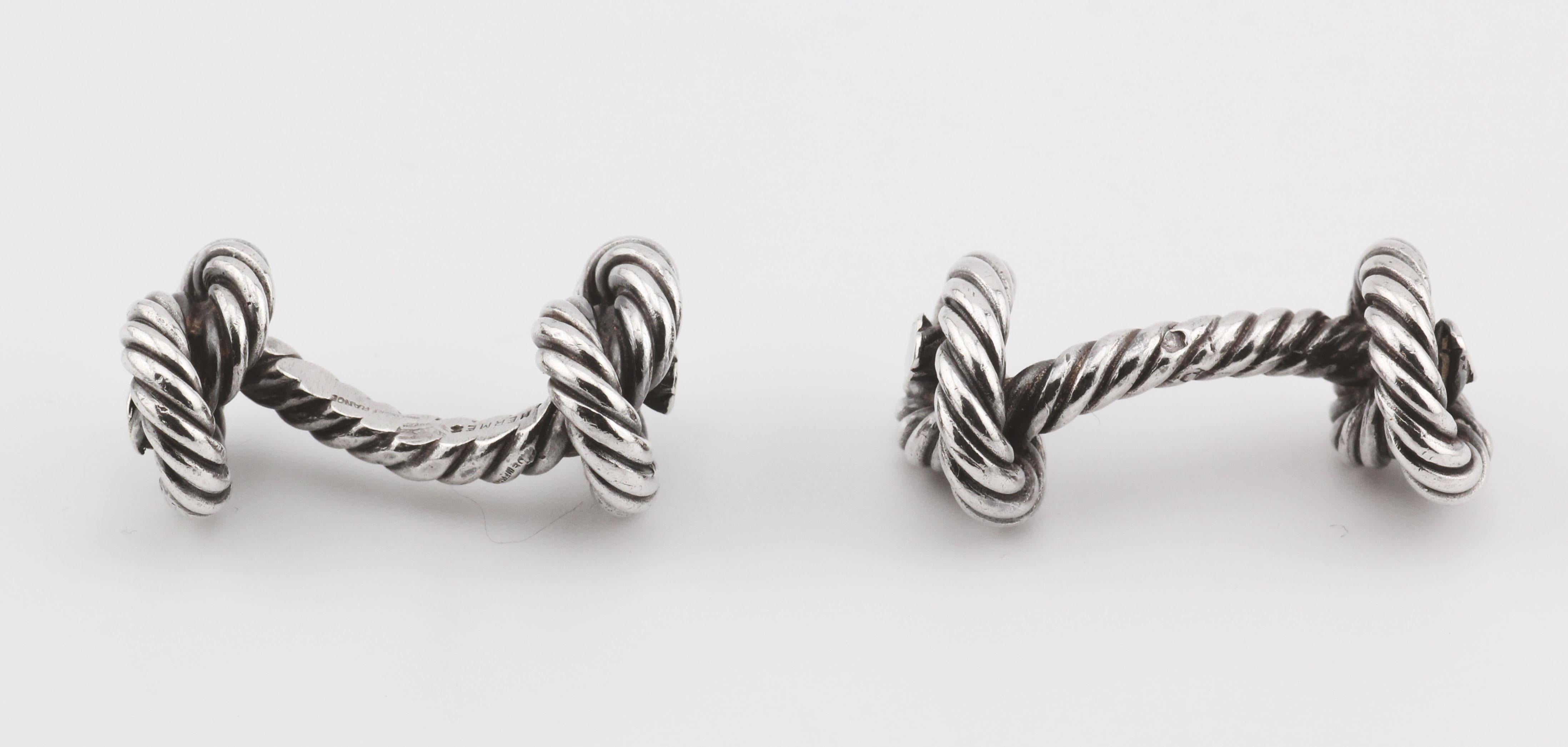 Hermes Vintage Sterling Silber Knoten Manschettenknöpfe im Angebot 1