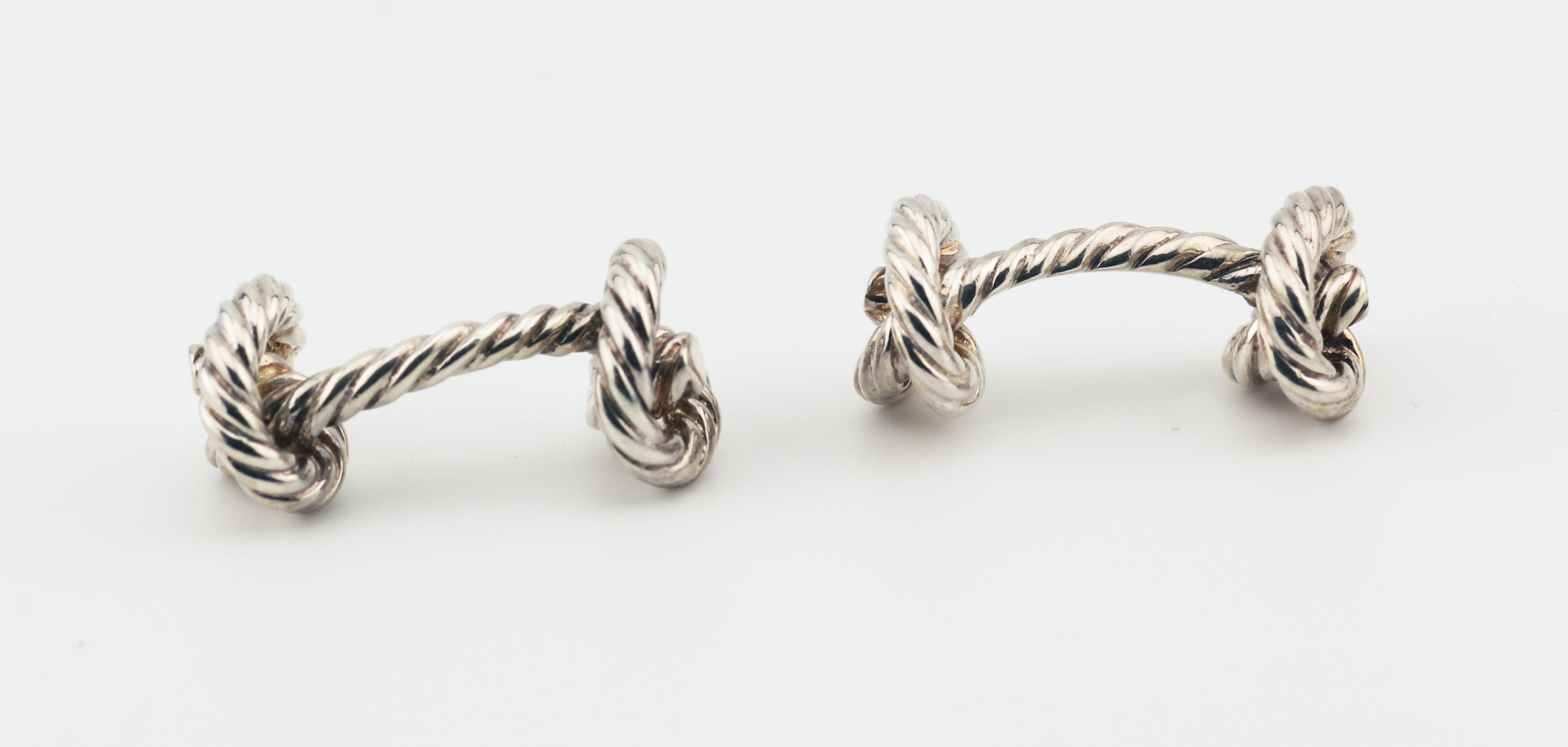 Boutons de manchette Hermes Vintage en argent Sterling 2