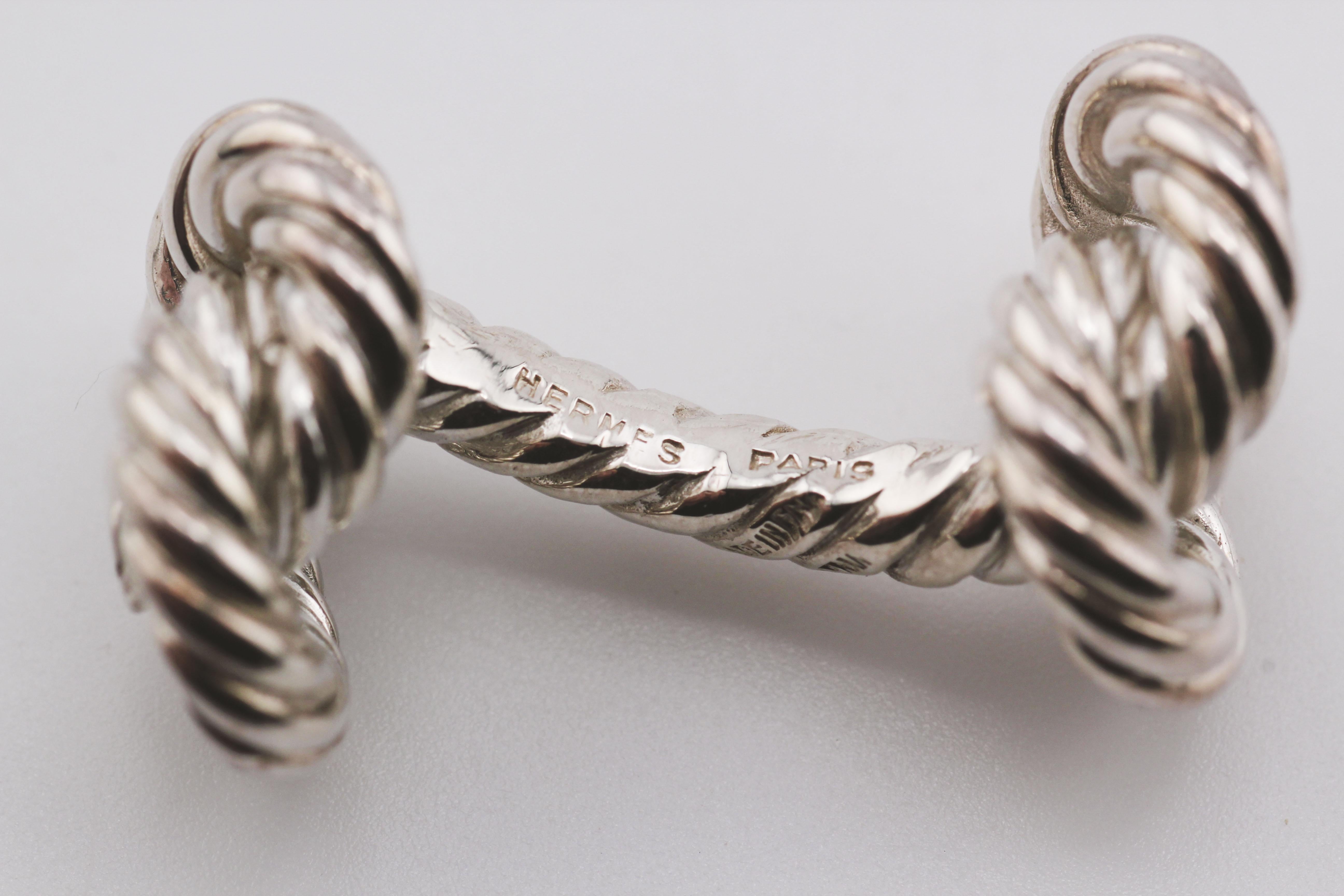 Boutons de manchette Hermes Vintage en argent Sterling 2