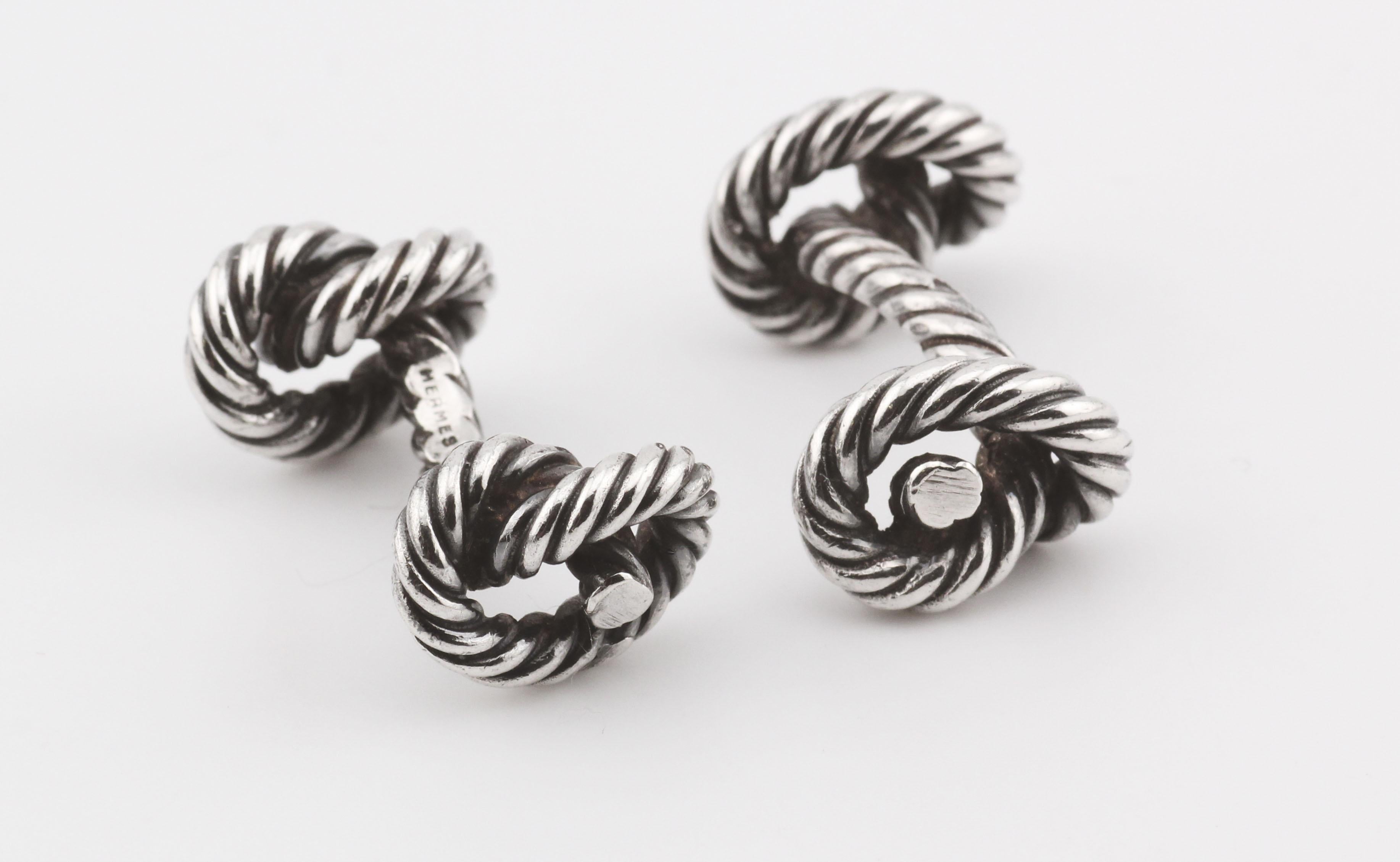 Hermes Vintage Sterling Silber Knoten Manschettenknöpfe im Angebot 2
