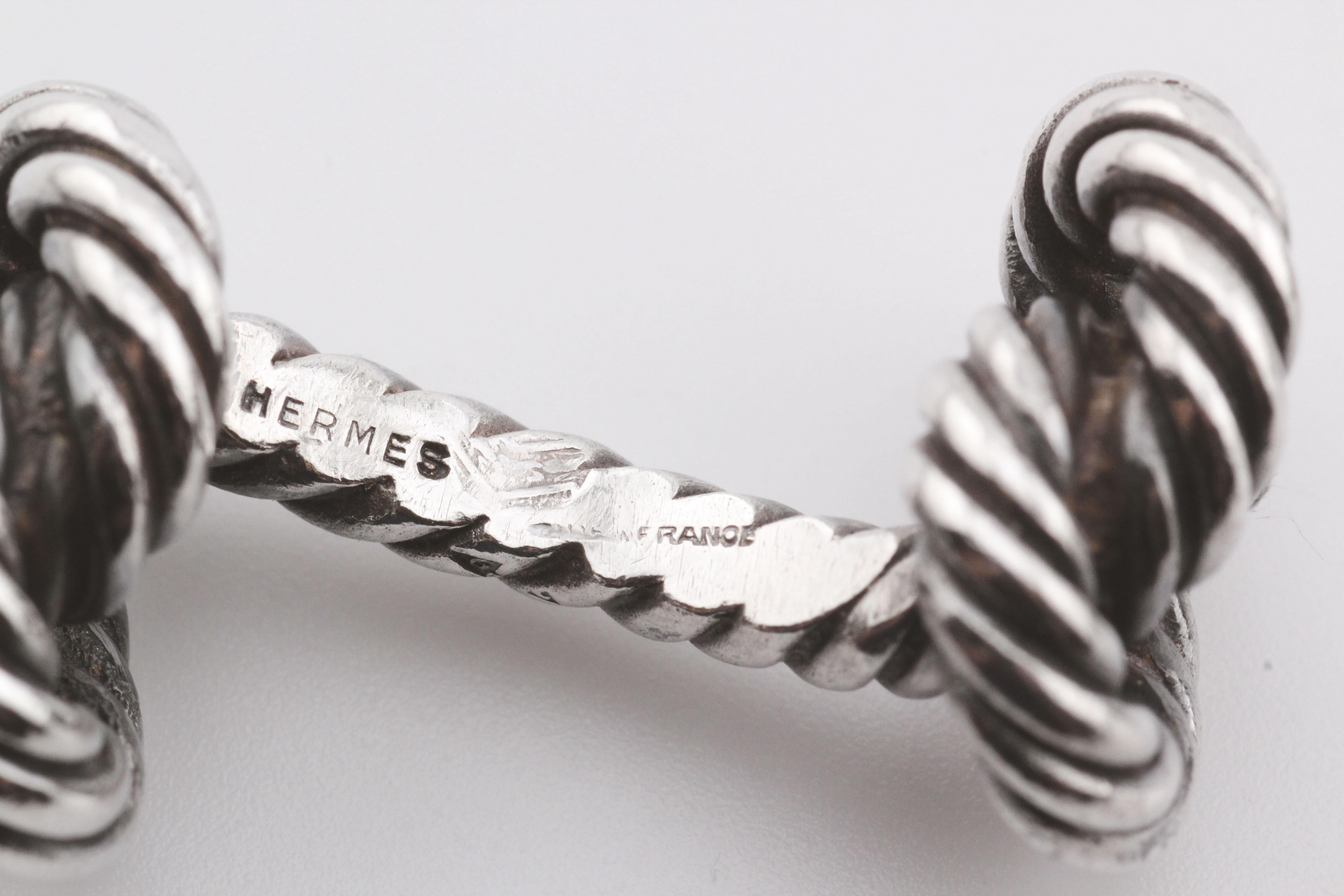 Hermes Vintage Sterling Silber Knoten Manschettenknöpfe im Angebot 3