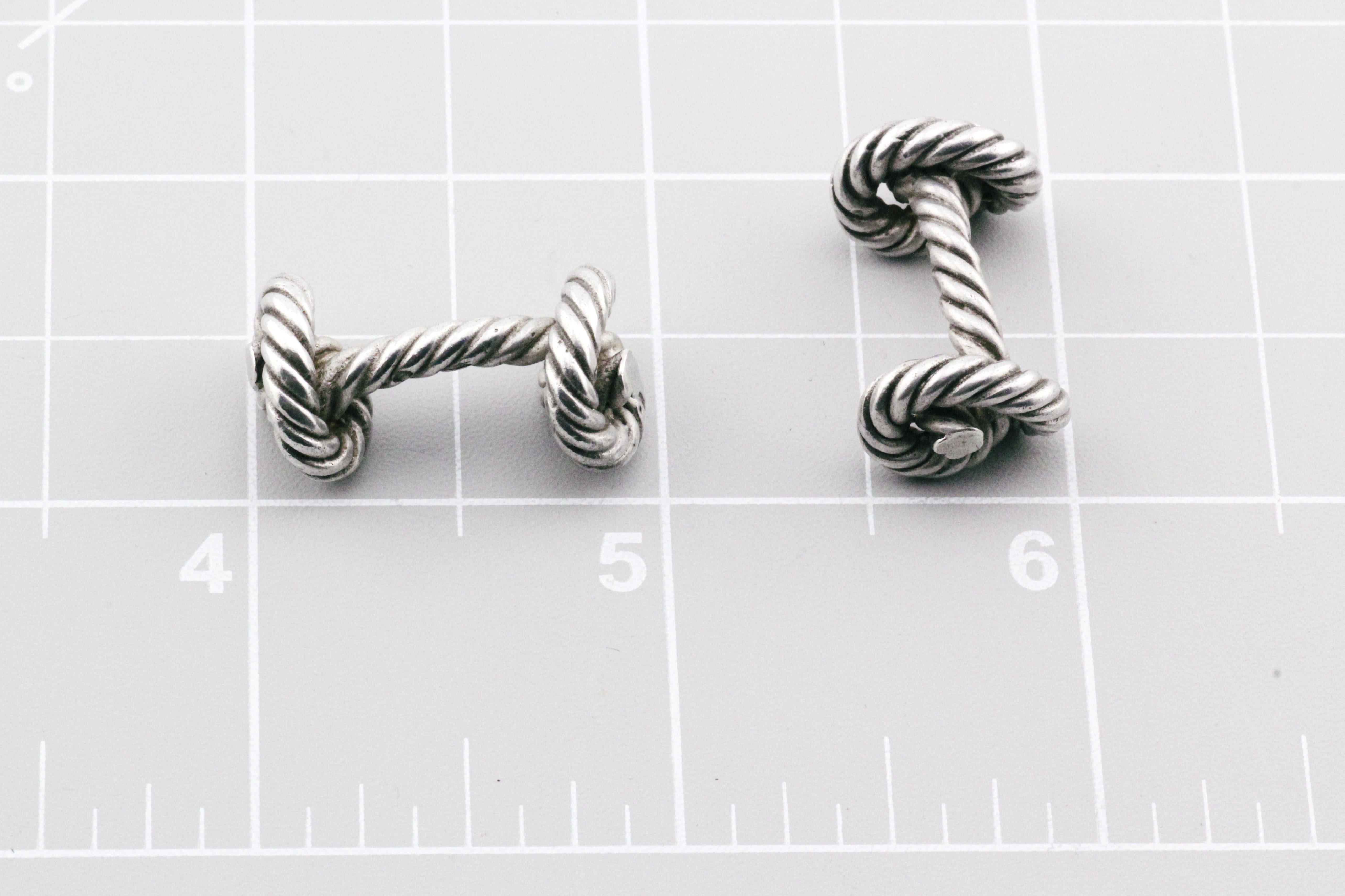 Hermes Vintage Sterling Silver Knot Cufflinks For Sale 3
