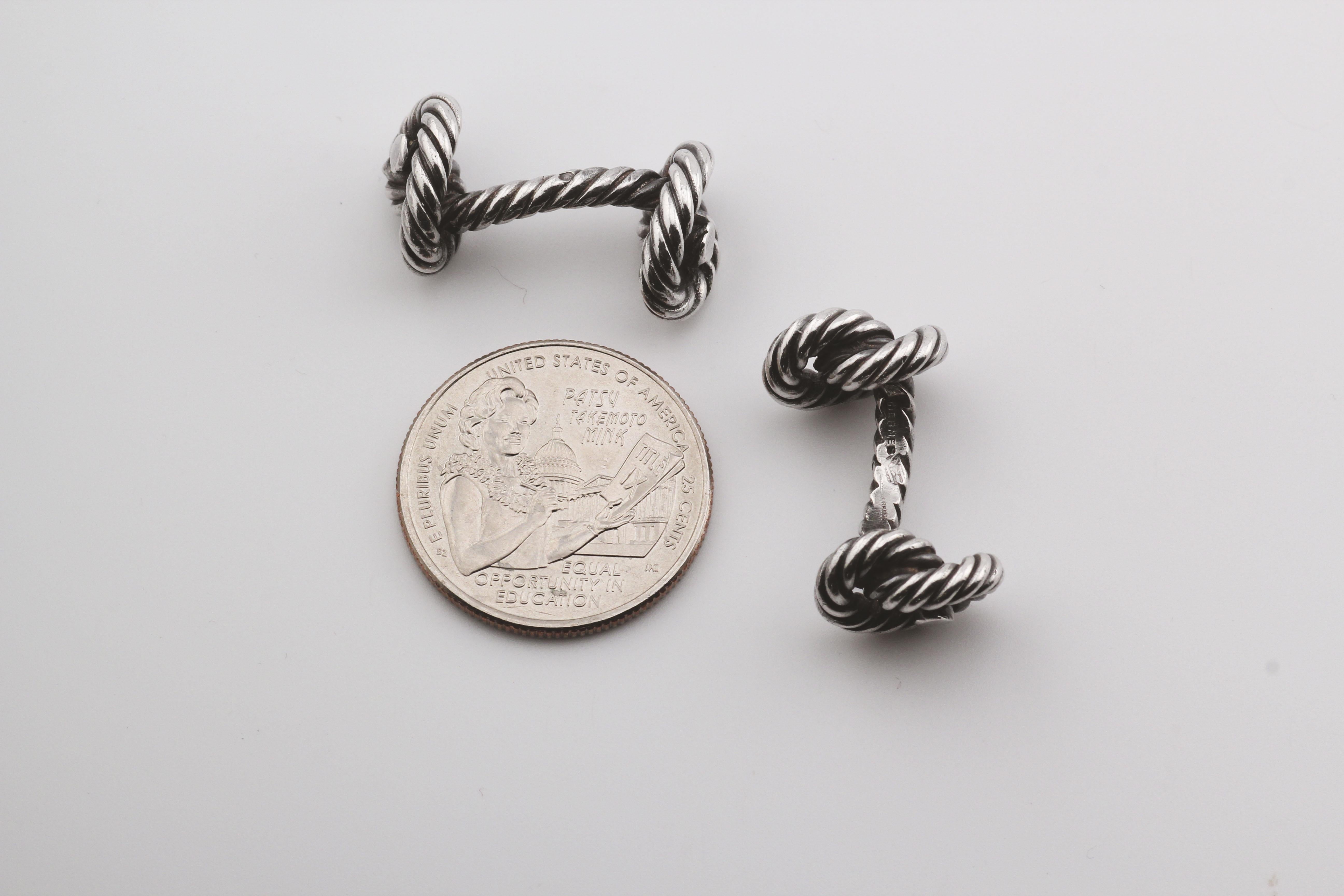 Hermes Vintage Sterling Silber Knoten Manschettenknöpfe im Angebot 5