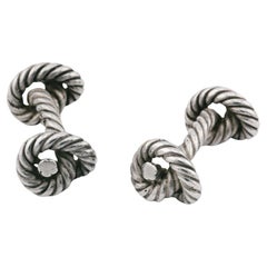 Hermes Used Sterling Silver Knot Cufflinks