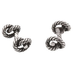 Hermes Vintage Sterling Silver Knot Cufflinks