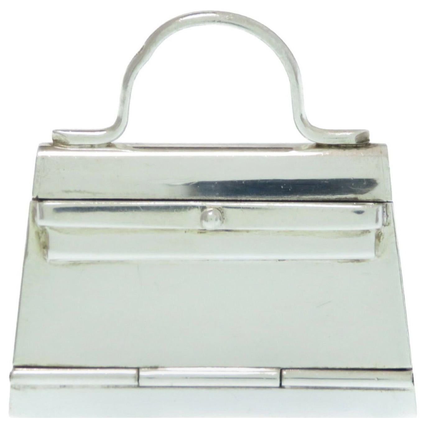 Hermes Vintage Sterling Silver Novelty Decorative Object Pill Box Kelly Bag