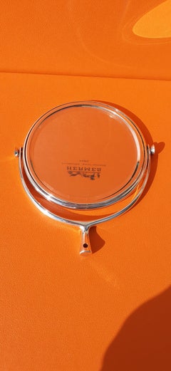 Hermès Vintage Stirrup Shaped in Guilloché Silvered Pocket Mirror for Handbag