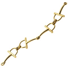 Hermes Vintage Stirrup Yellow Gold Bracelet