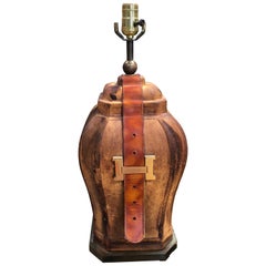 Hermès - Lampe de table vintage en cuir:: années 1960