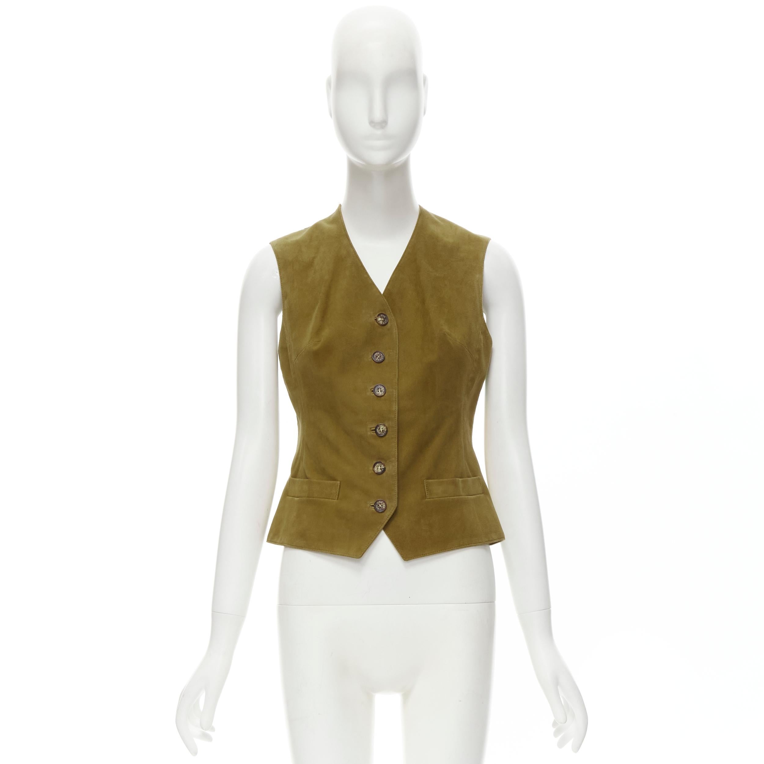 HERMES Vintage tan brown suede leather Tanzanie animal silk back vest FR40 M For Sale 3