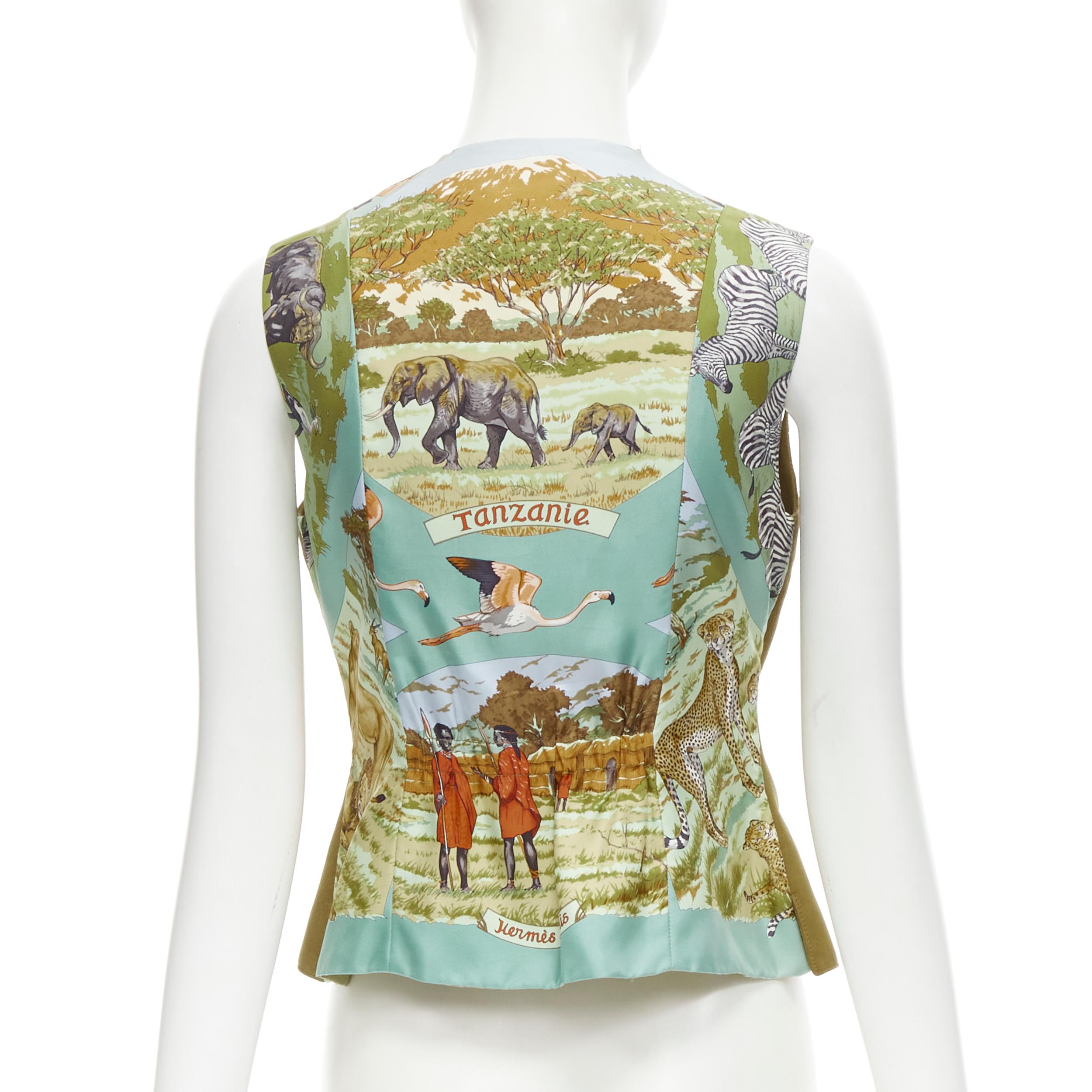 Hermès Vintage Weste aus hellbraunem Wildleder mit braunem Tanzanie-Tierleder FR40 M (Braun) im Angebot