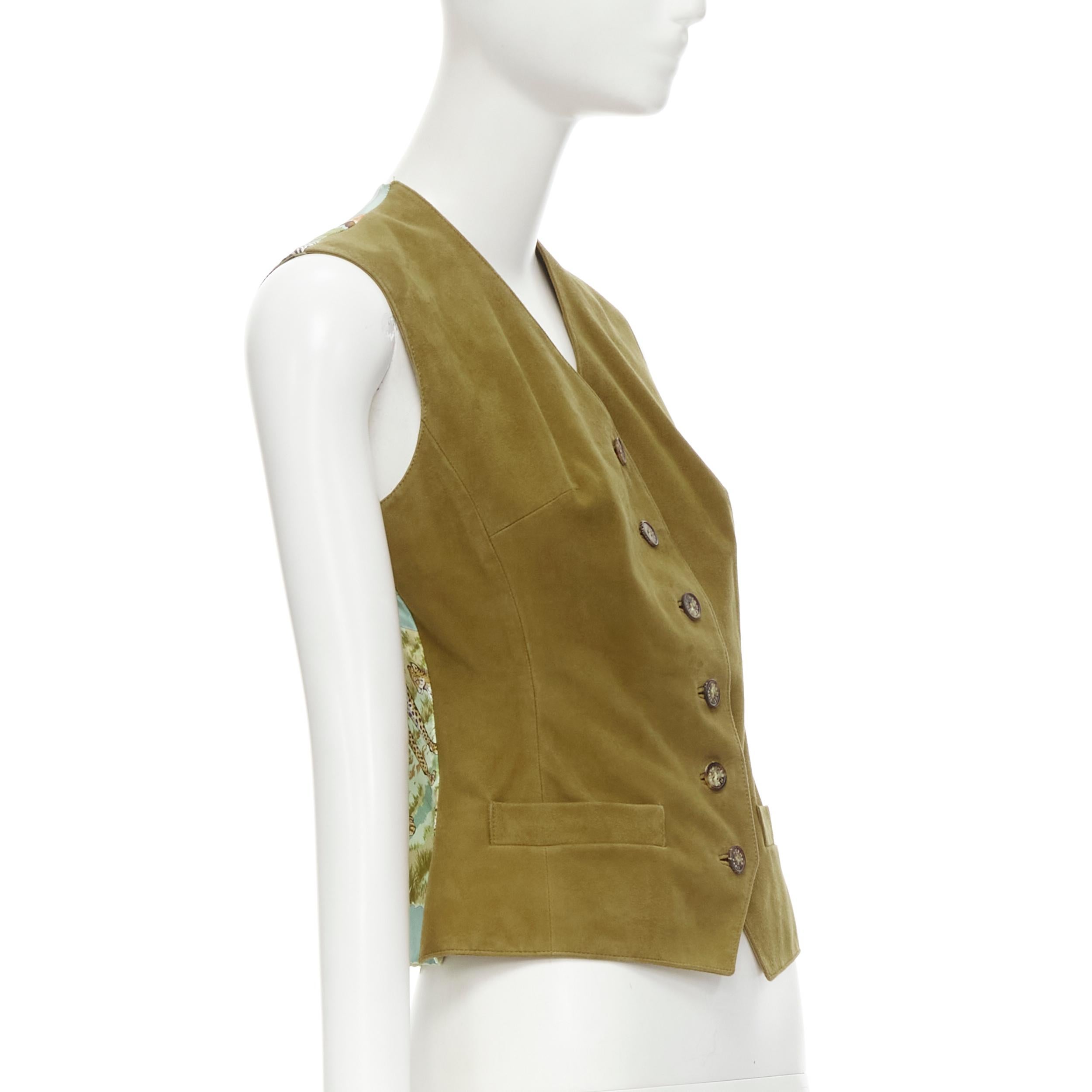 Hermès Vintage Weste aus hellbraunem Wildleder mit braunem Tanzanie-Tierleder FR40 M im Zustand „Gut“ im Angebot in Hong Kong, NT