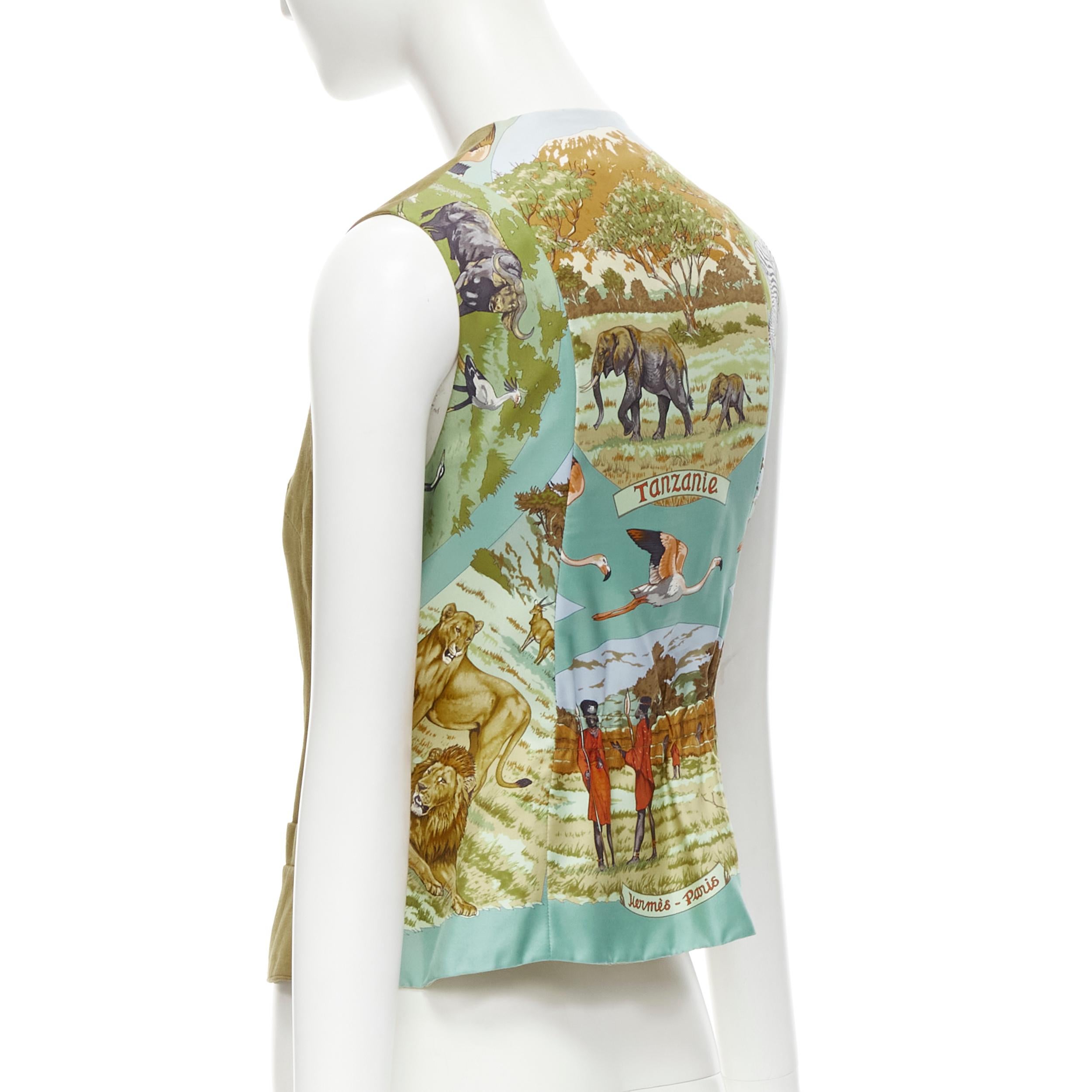 Hermès Vintage Weste aus hellbraunem Wildleder mit braunem Tanzanie-Tierleder FR40 M im Angebot 1