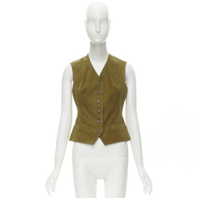 HERMES Vintage tan brown suede eather Tanzanie animal silk back vest FR40 M For Sale 4