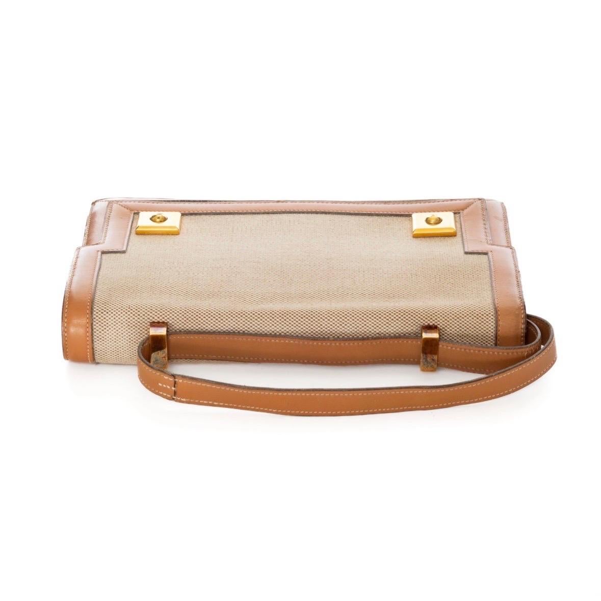 Hermès Vintage Tan Leather and Canvas Piano Shoulder Bag (Circa 1960s) 8