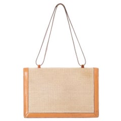 Hermès Vintage Tan Leather and Canvas Piano Shoulder Bag (Circa 1960s)