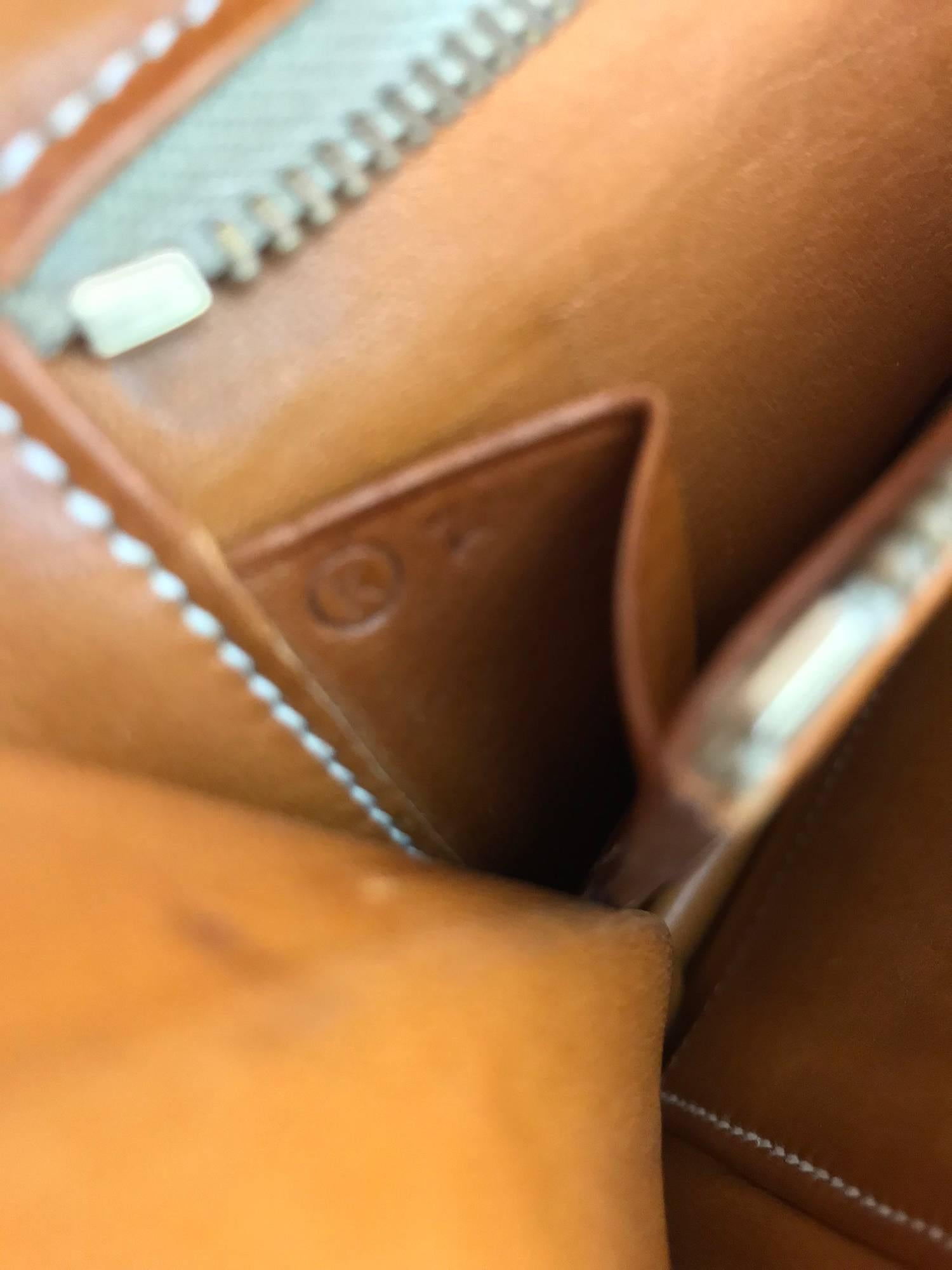 Hermes Vintage Tan Leather and Horsehair Crinoline shoulder bag, 1981 8