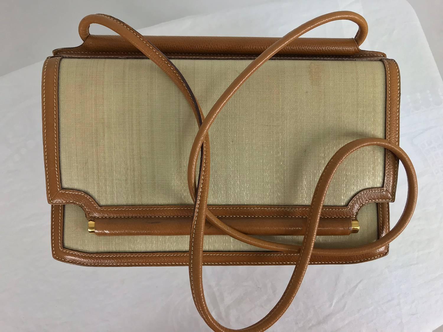 Hermes Vintage Tan Leather and Horsehair Crinoline shoulder bag, 1981 9