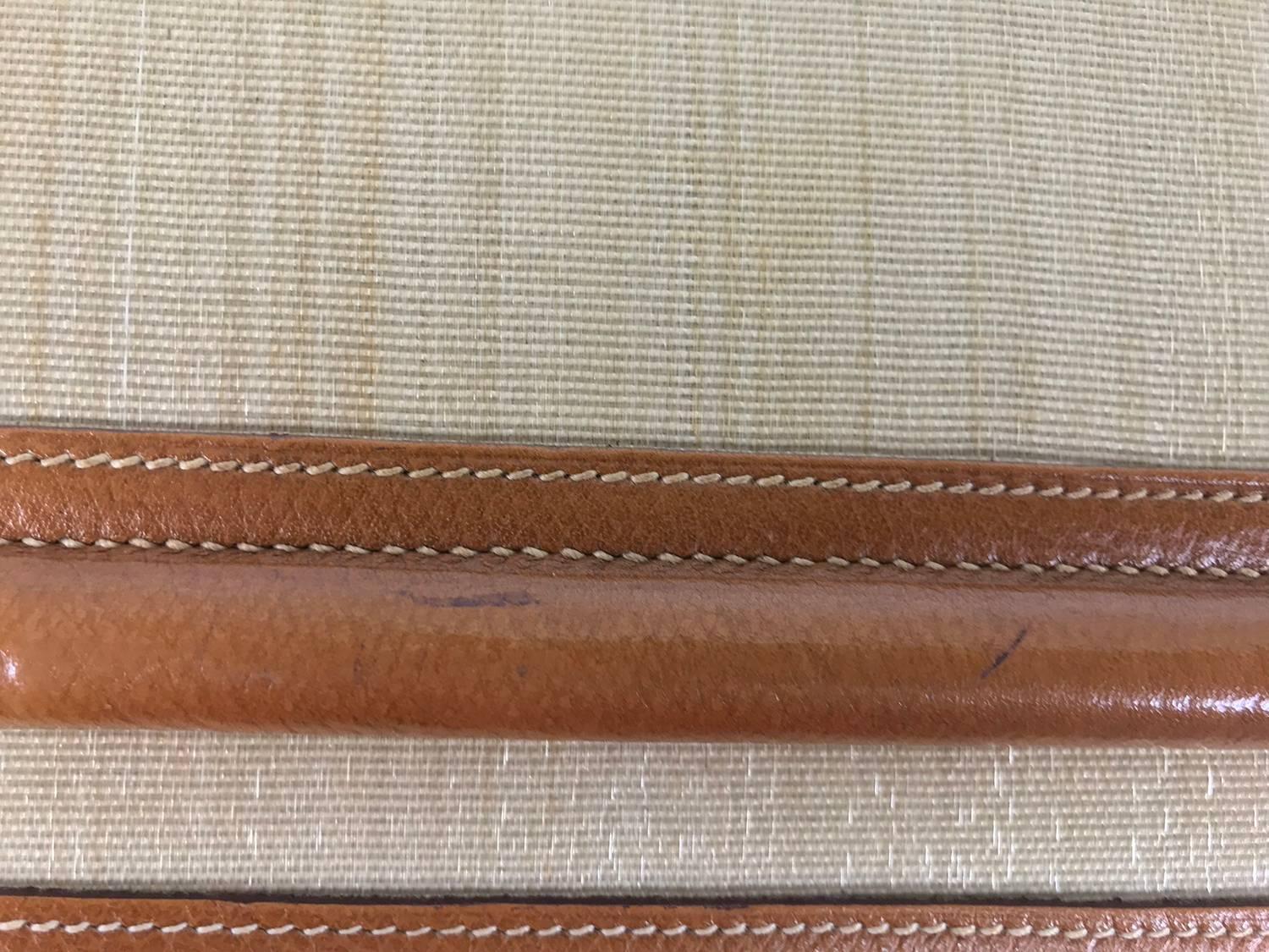Women's or Men's Hermes Vintage Tan Leather and Horsehair Crinoline shoulder bag, 1981