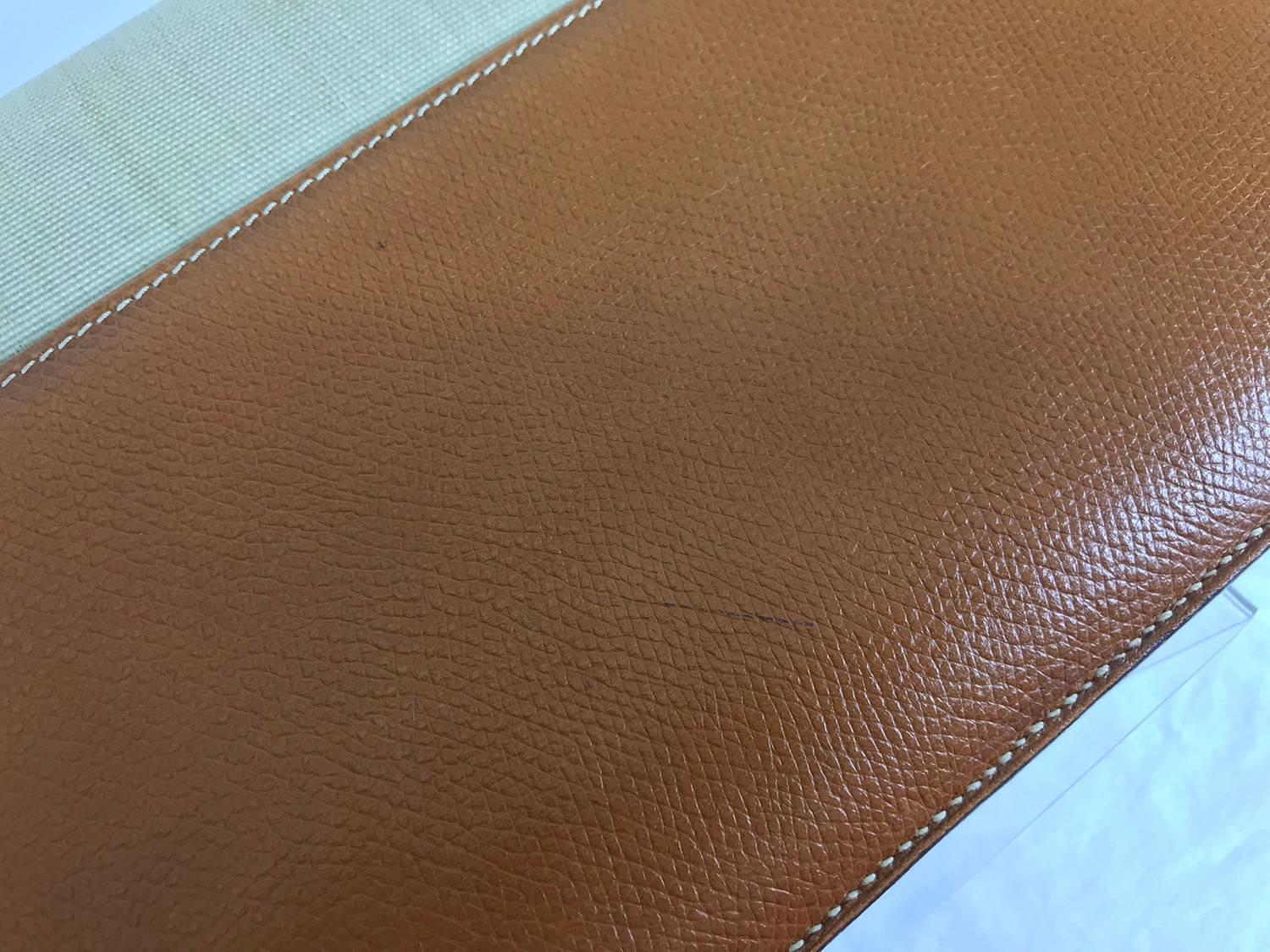 Hermes Vintage Tan Leather and Horsehair Crinoline shoulder bag, 1981 1