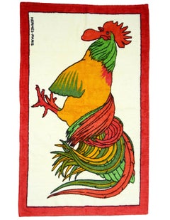Hermes Vintage Terry Cloth Rooster Towel 39" x 25.5"