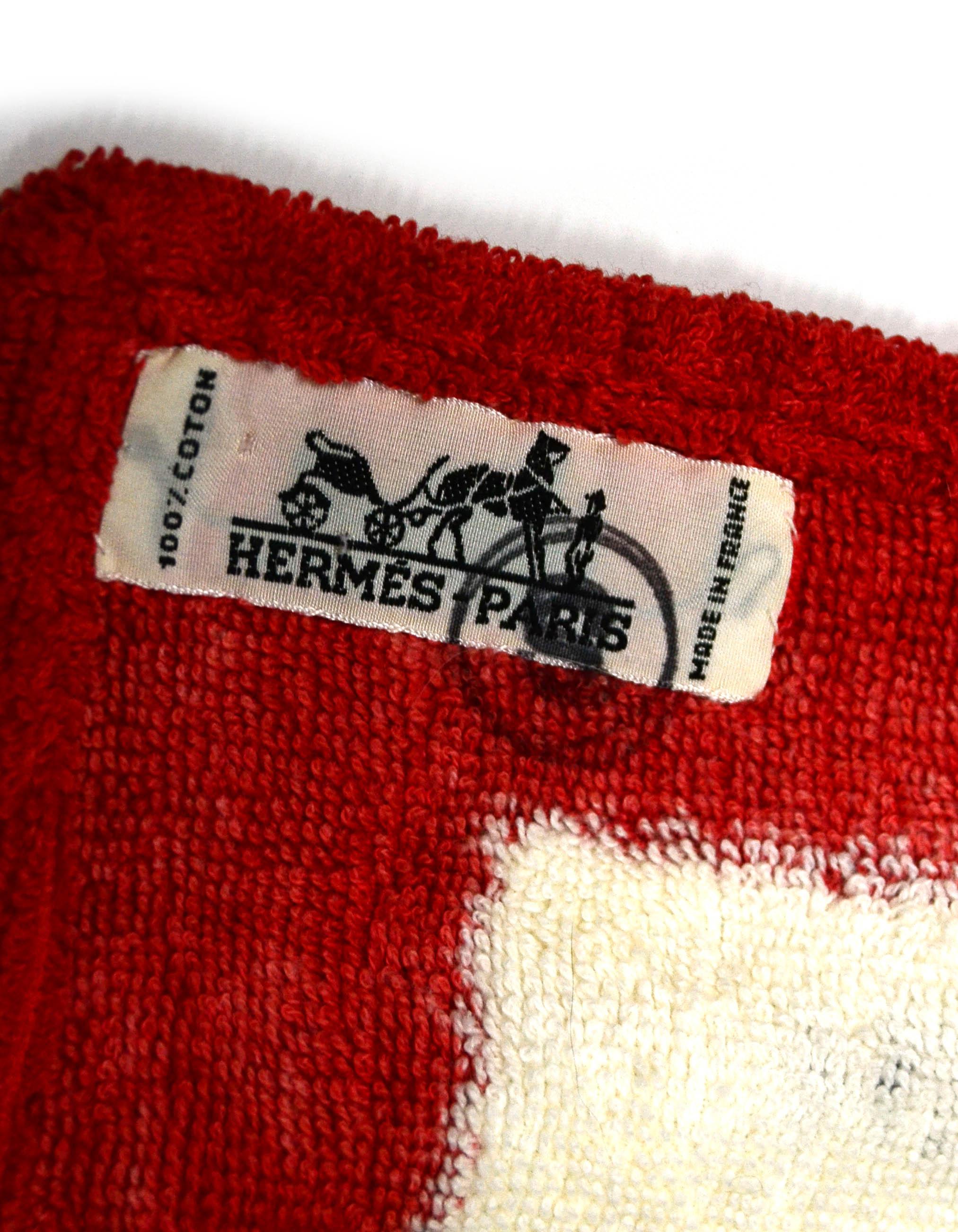 Hermes Vintage Terry Cloth Rooster Towel 39