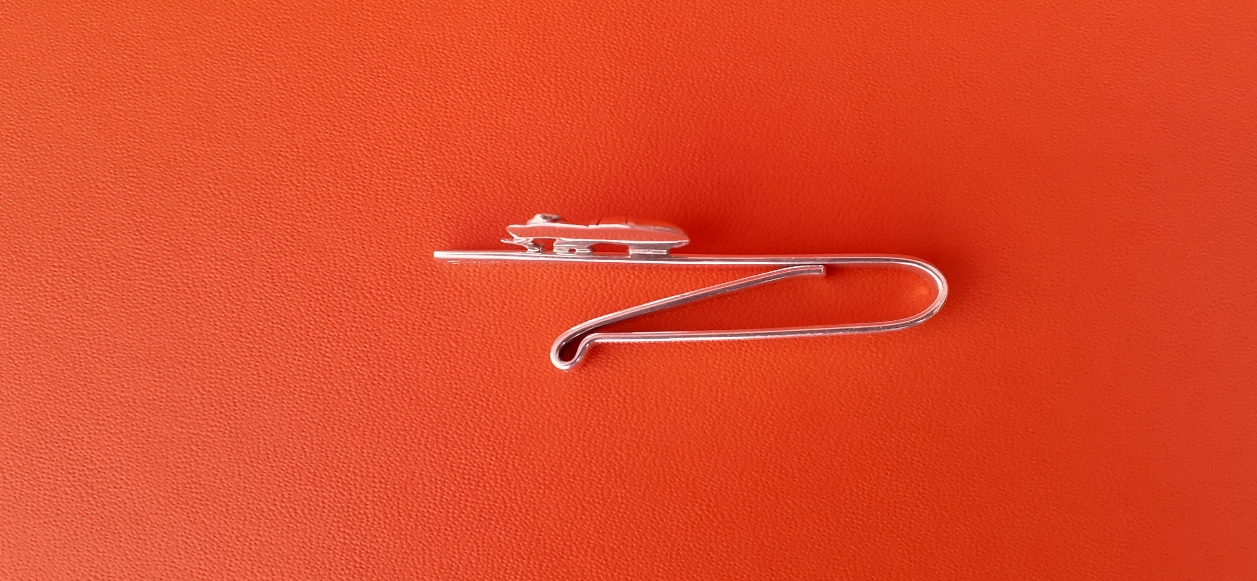 Hermès Vintage Tie Clip in Silver Elephant Pattern Rare 7