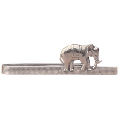 Hermès Vintage Tie Clip in Silver Elephant Pattern Rare