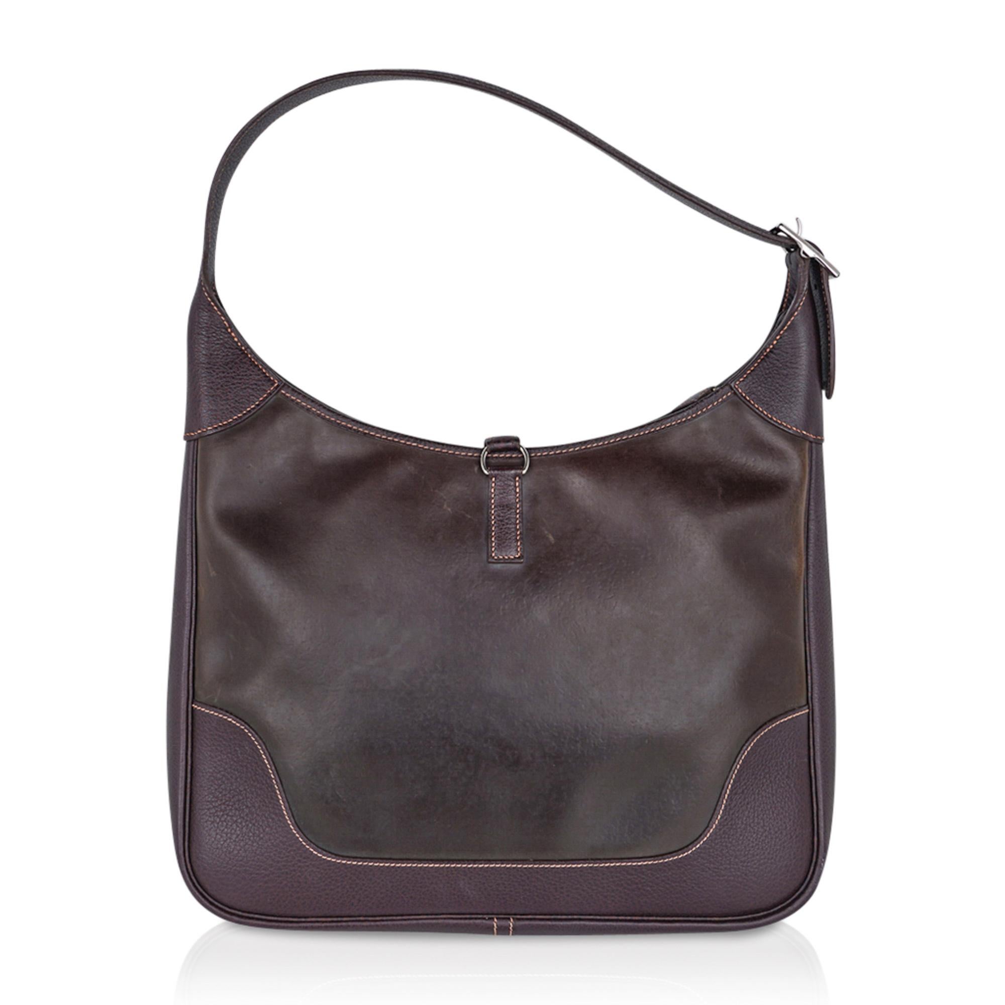 Sac à finitions vintage Hermès rare Amazonia/Cuir 35 très chic en vente 3