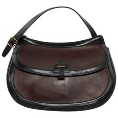 Hermès Vintage sac bicolore en cuir prune et noir