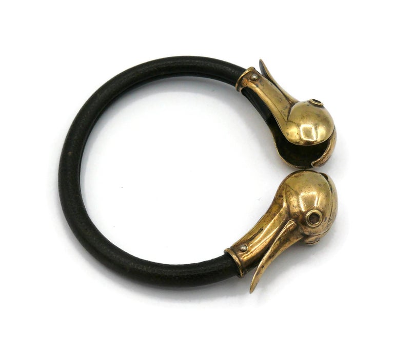 HERMES Vintage Uber Rare Leather and Vermeil Duck Head
