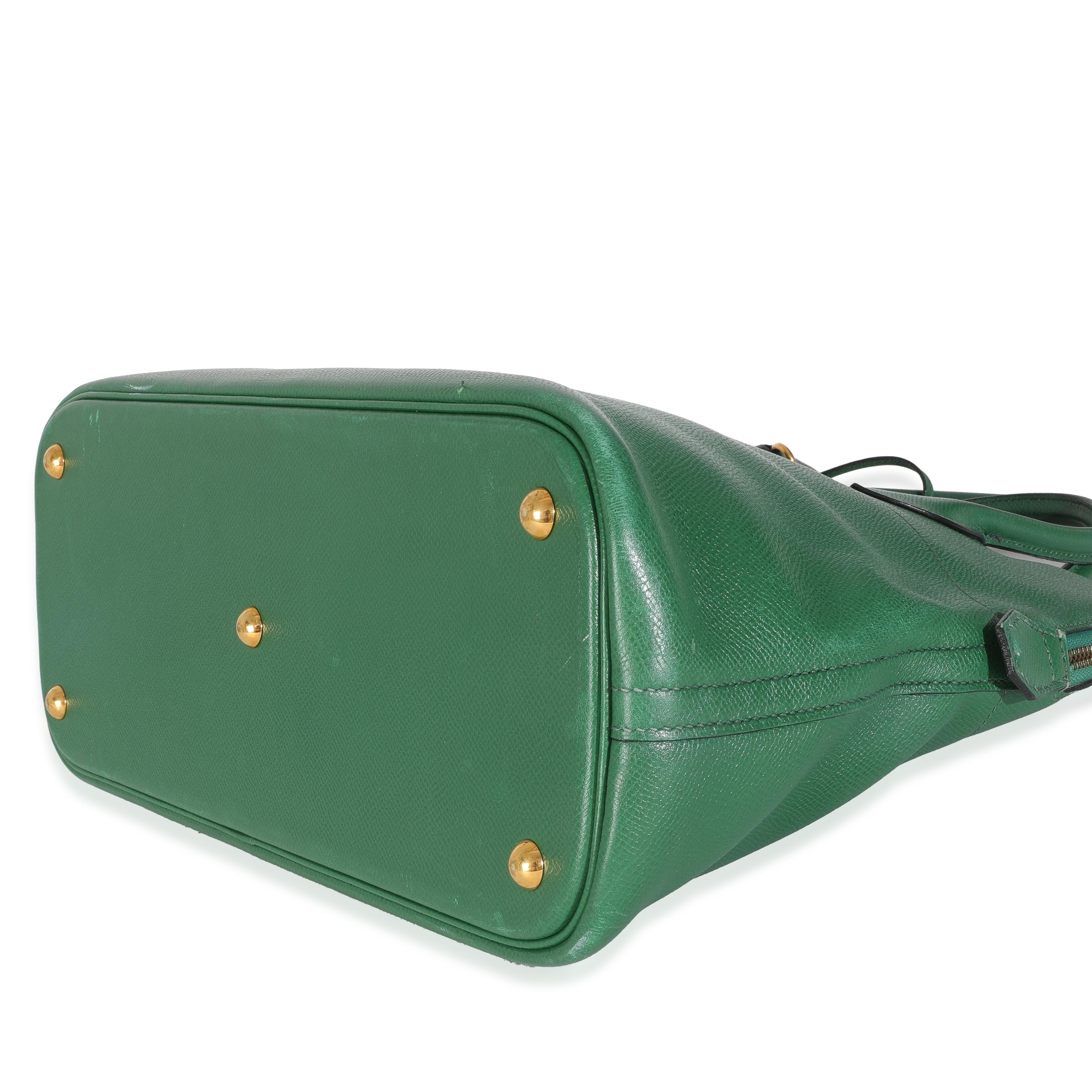 Hermès Vintage Vert Bengale Courchevel Bolide 35 GHW Damen im Angebot