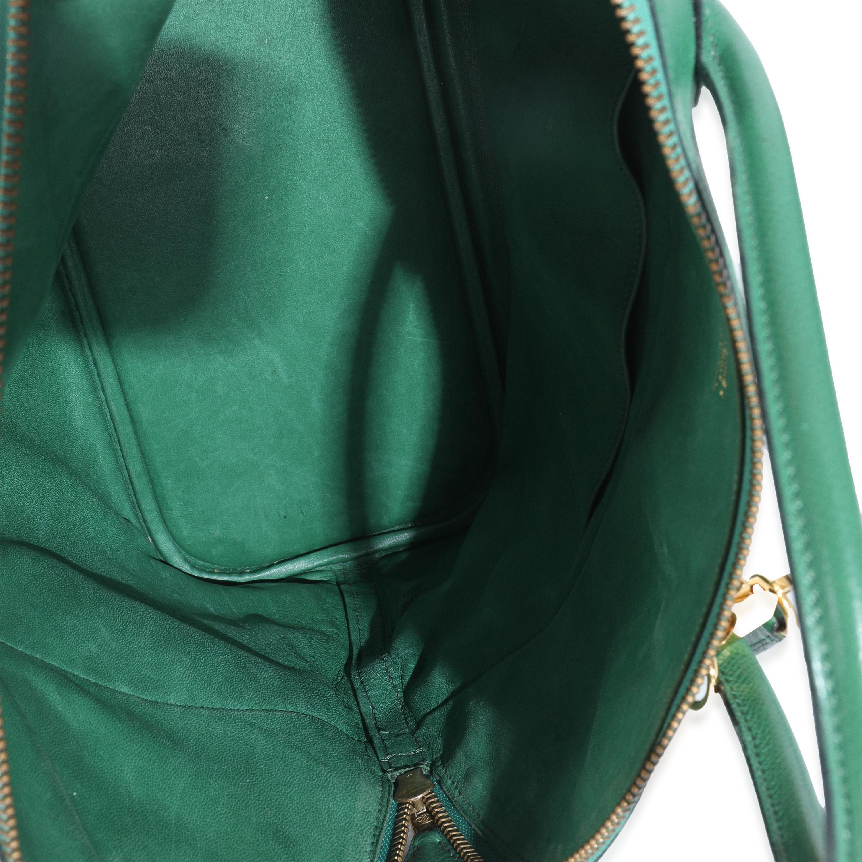 Hermès Vintage Vert Bengale Courchevel Bolide 35 GHW im Angebot 1