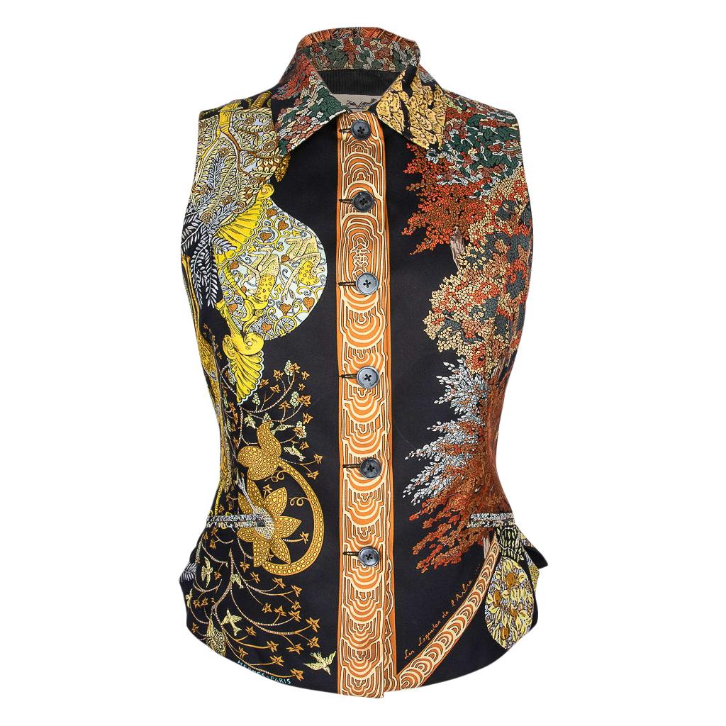 Hermes Vintage Vest Les Legendes De L'Arbre Scarf Print  38 / 4 For Sale