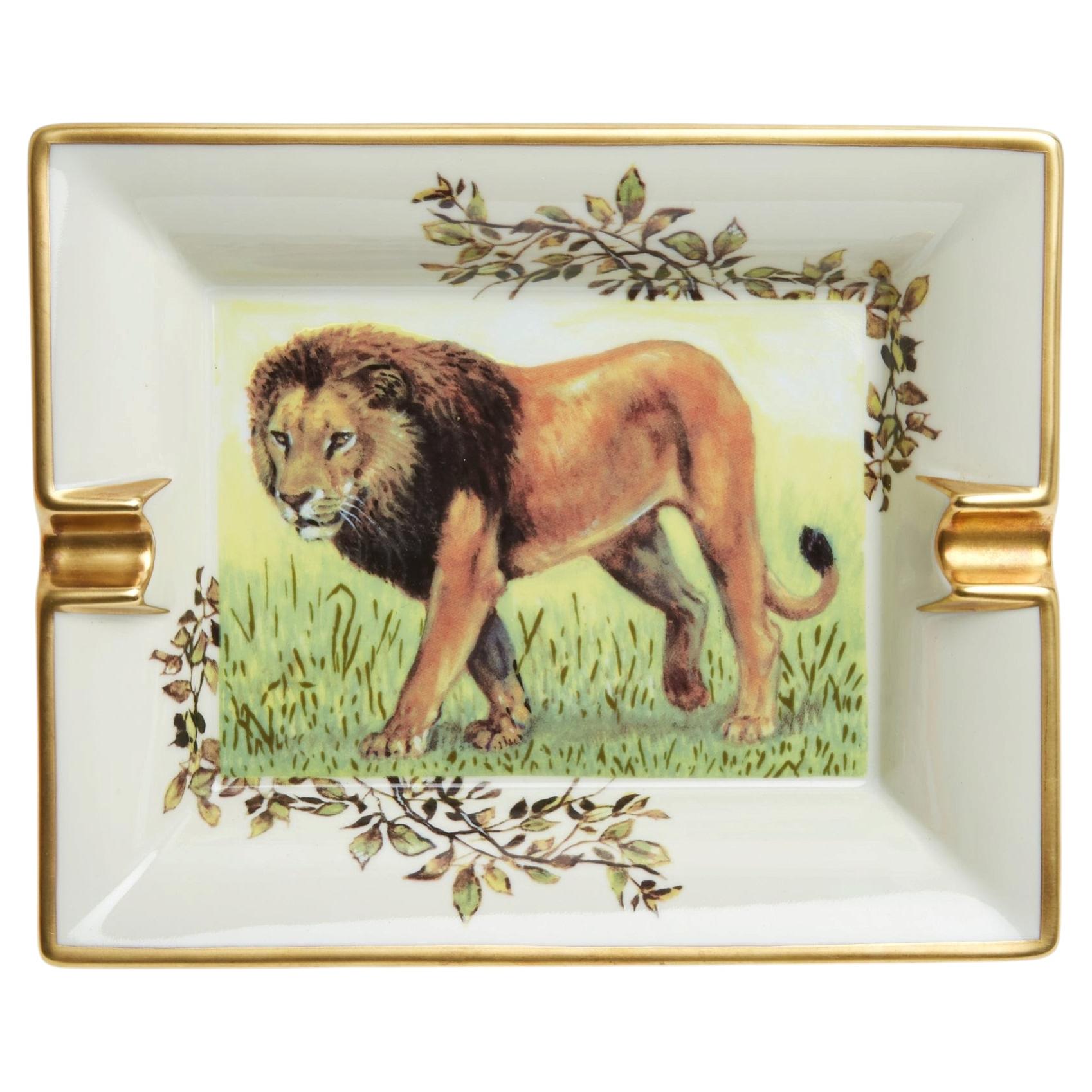 Hermès Vintage Vide Poche Cendrier Lion Feline Aschenbecher Trinket Bowl Hermes NIB
