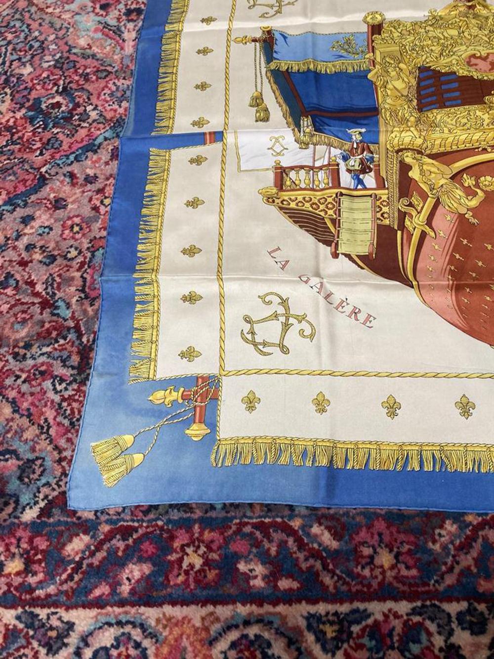 Hermes Vintage Vue De Carrosse de la Galere la Reale Silk Scarf, circa 1950s 1