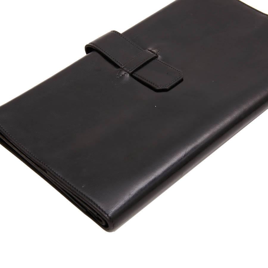 HERMES Vintage Wallet-Briefcase in Black Smooth Box Leather 1