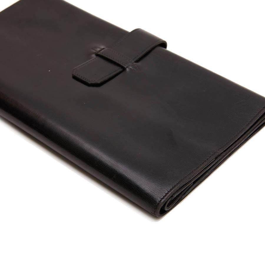 HERMES Vintage Wallet-Briefcase in Black Smooth Box Leather 2
