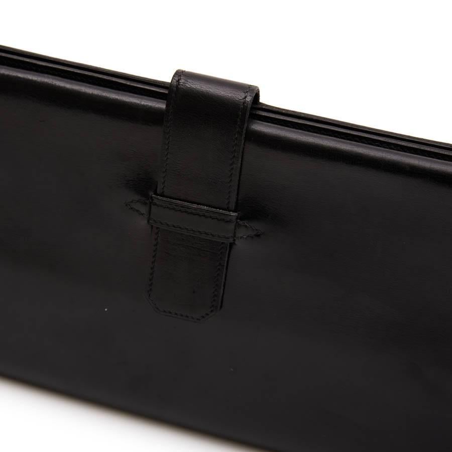 HERMES Vintage Wallet-Briefcase in Black Smooth Box Leather 3