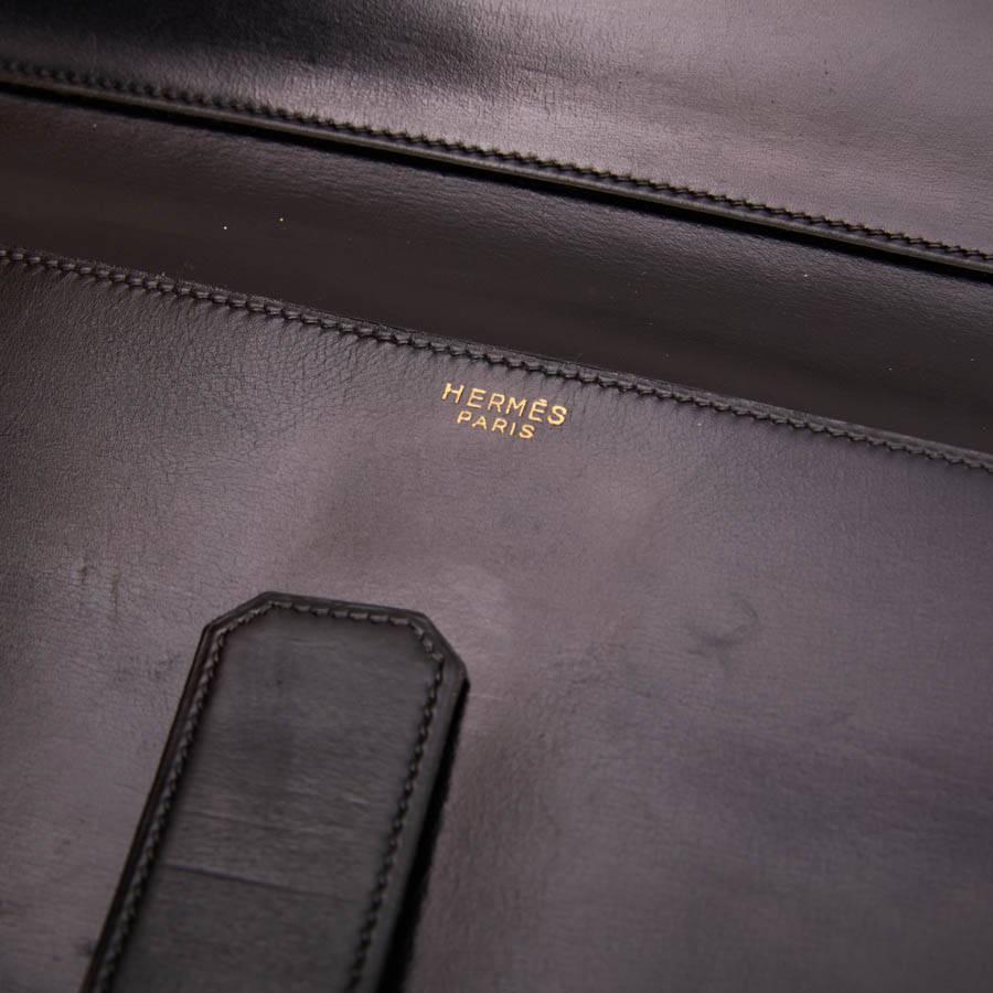HERMES Vintage Wallet-Briefcase in Black Smooth Box Leather 5
