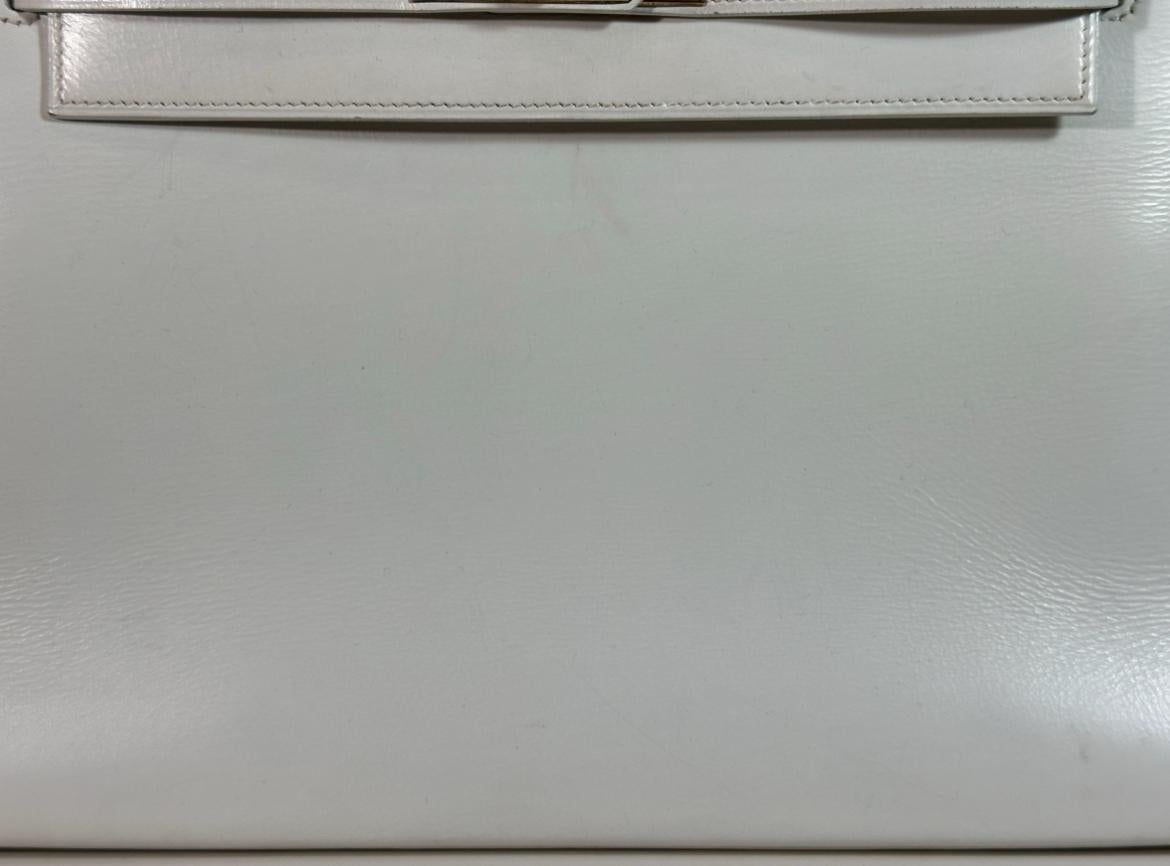 HERMÈS Bolso Vintage Kelly 28 Blanco/Blanco Circa 1967 c/ Correa Desmontable 6