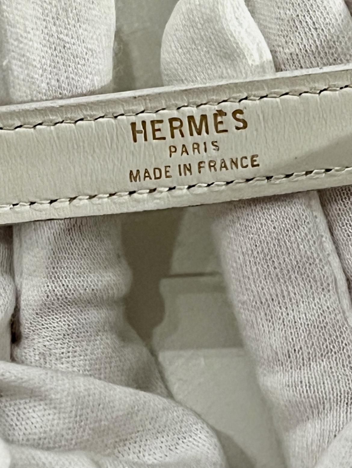 HERMÈS Bolso Vintage Kelly 28 Blanco/Blanco Circa 1967 c/ Correa Desmontable 11