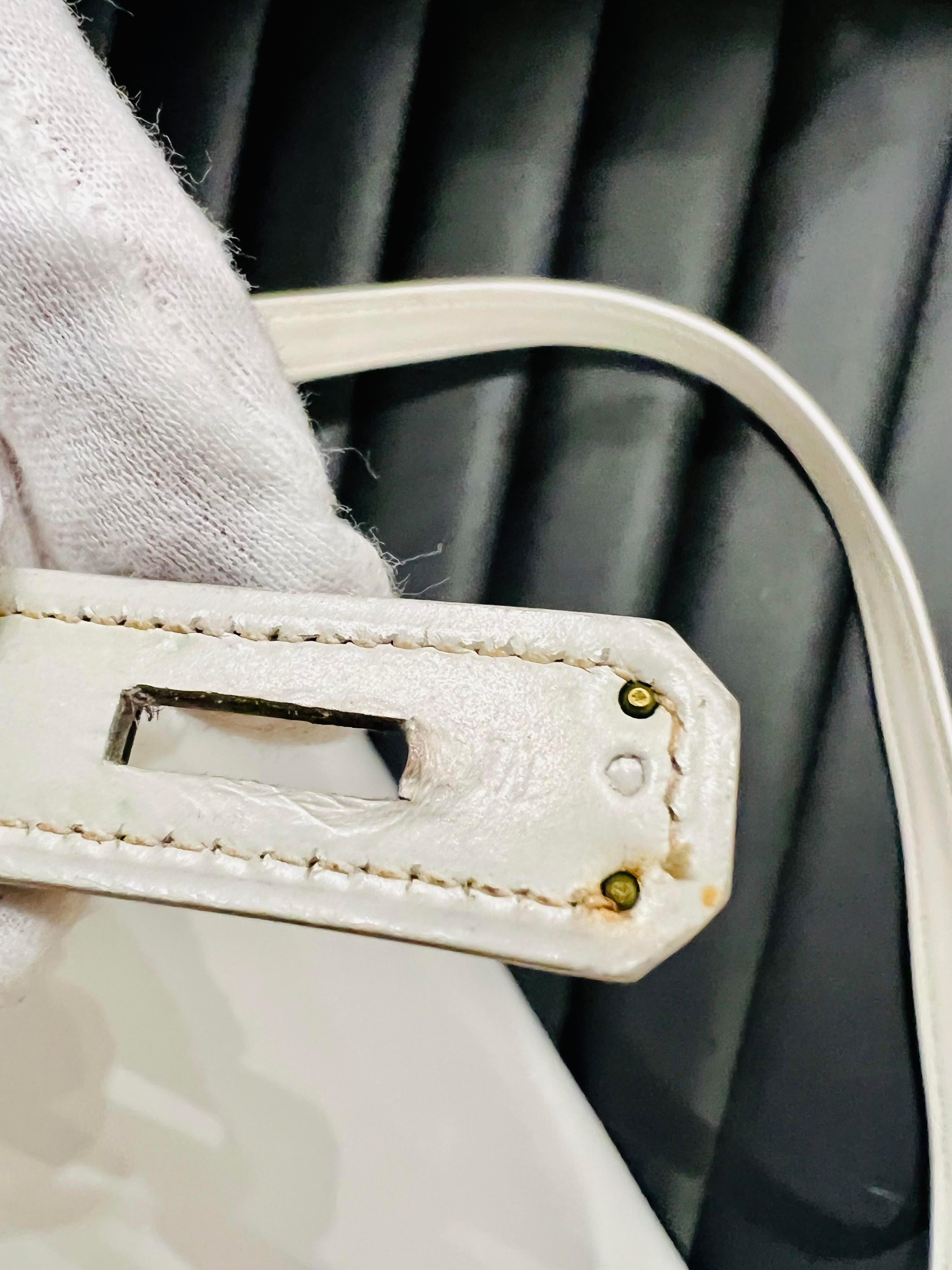 HERMÈS Bolso Vintage Kelly 28 Blanco/Blanco Circa 1967 c/ Correa Desmontable 12