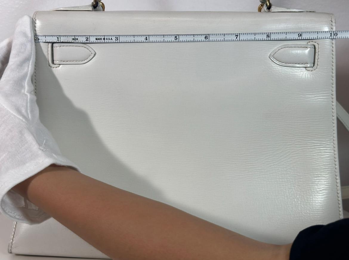 De las mujeres HERMÈS Bolso Vintage Kelly 28 Blanco/Blanco Circa 1967 c/ Correa Desmontable