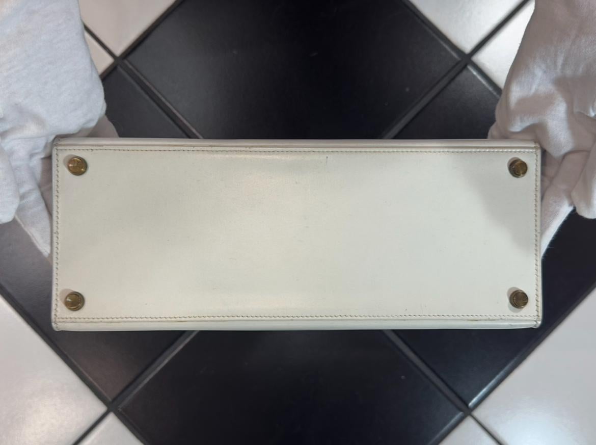 HERMÈS Bolso Vintage Kelly 28 Blanco/Blanco Circa 1967 c/ Correa Desmontable 1