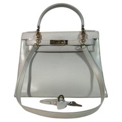 HERMÈS Vintage White/Blanc Kelly 28 Handbag Circa 1967 w/ Detachable Strap