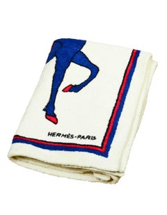 Hermes Vintage White/Blue Terry Cloth Pegasus Towel 57" x 37"
